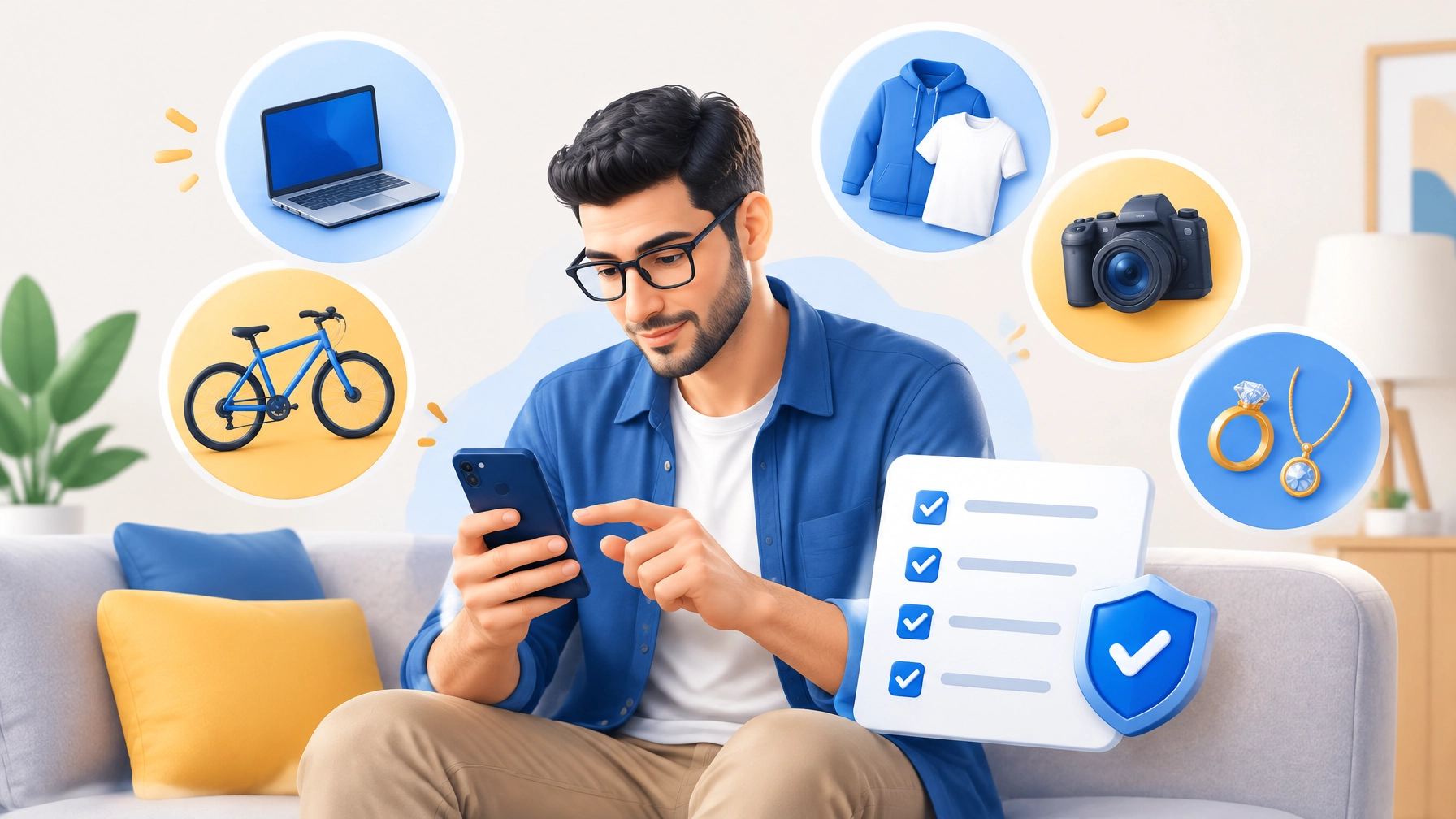Ontario renter creating a home inventory with a smartphone and personal belongings