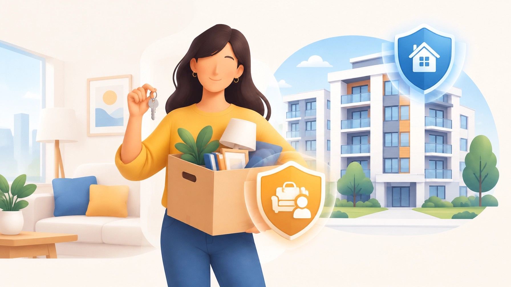 Ontario renter reviewing tenant insurance coverage in a bright apartment
